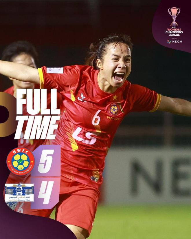 女足亞冠八強賽：胡志明隊下半場連入五球，5-4大逆轉勝阿布扎比。